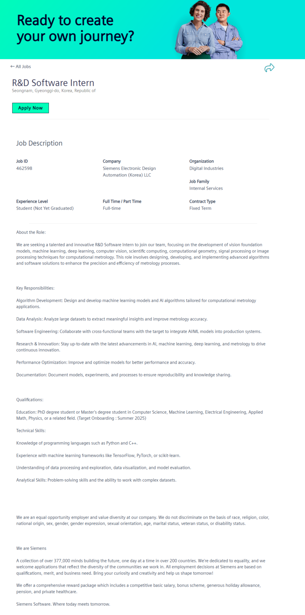 [지멘스] R&D Software Intern