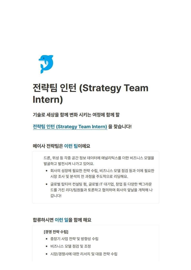 [체험형] 전략팀 인턴 (Strategy Team Intern)