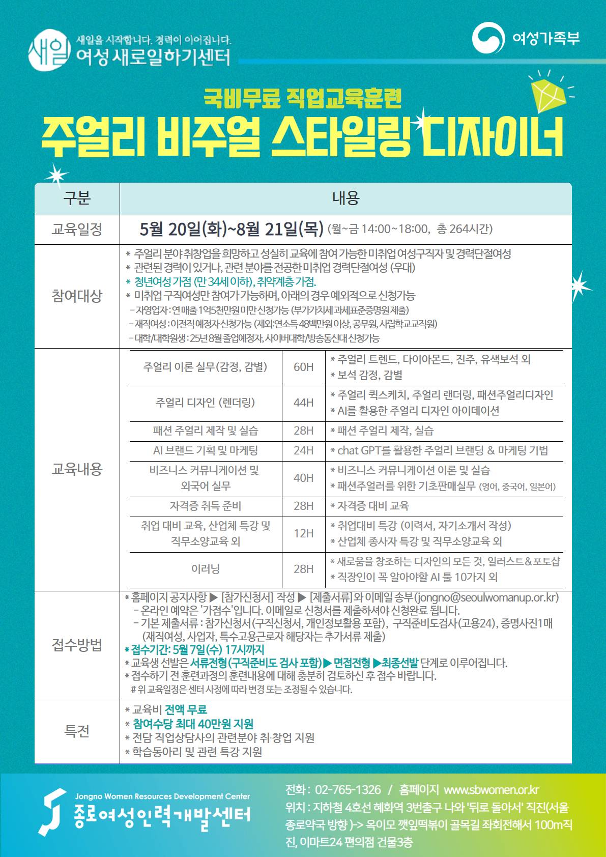 [2025 무료직업교육훈련] ‘주얼리 비주얼 스타일링 디자이너’ 과정 교육생을 모집합니다!