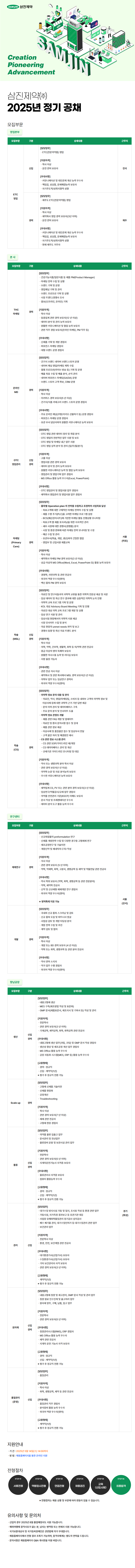 [삼진제약] 2025년 정기 공채