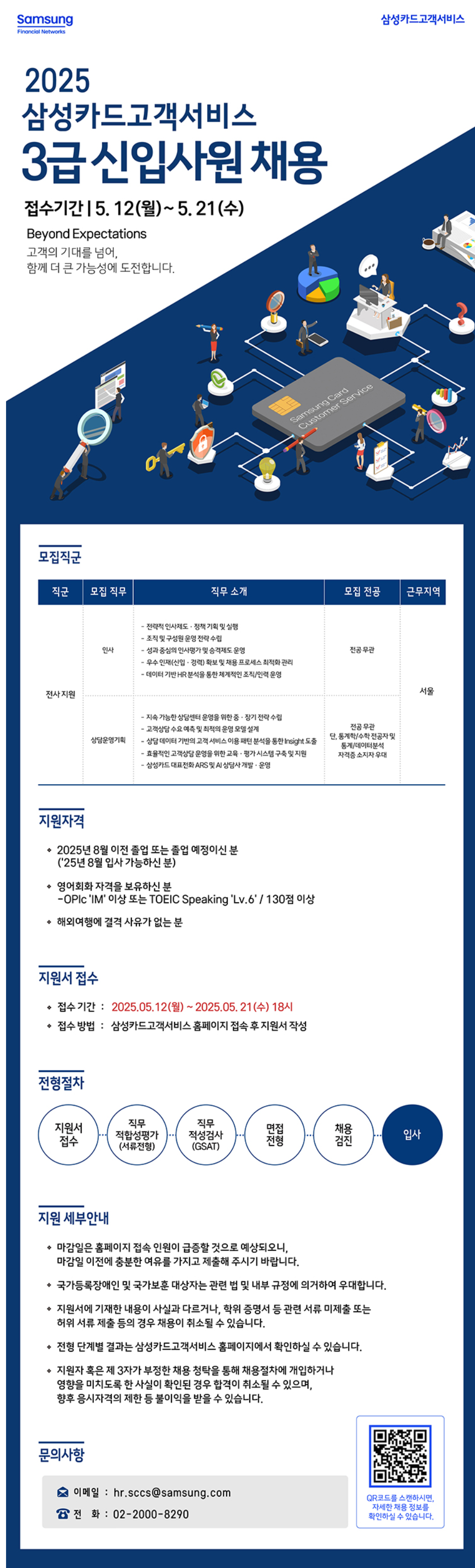 [삼성카드고객서비스] 2025년 3급 신입사원 채용 (~05/21)