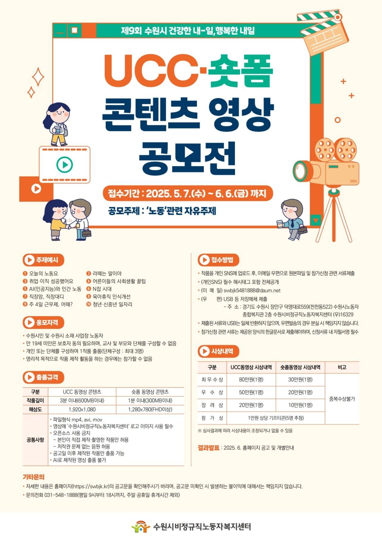 제9회 수원시 건강한 내-일, 행복한 내일 동영상(UCC · 숏폼) 공모전