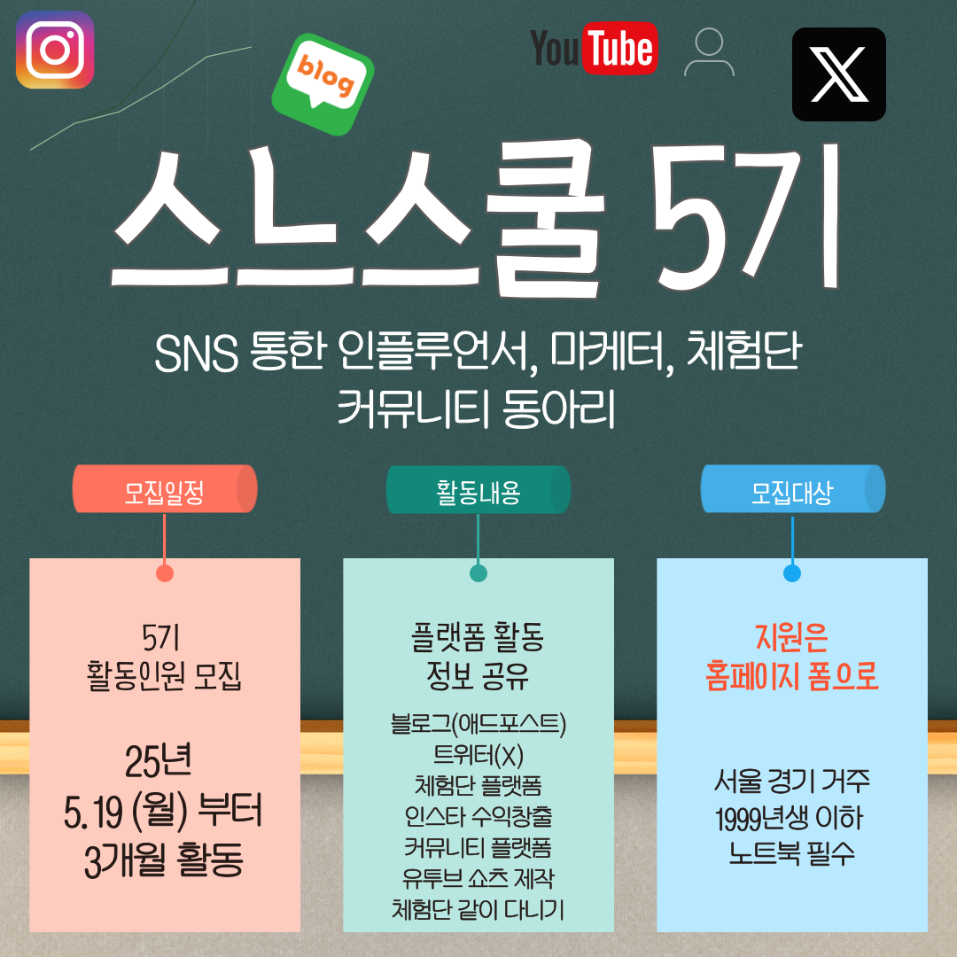 스느스쿨 5기 :: SNS 운영 블로그 체험단 커뮤니티 동아리