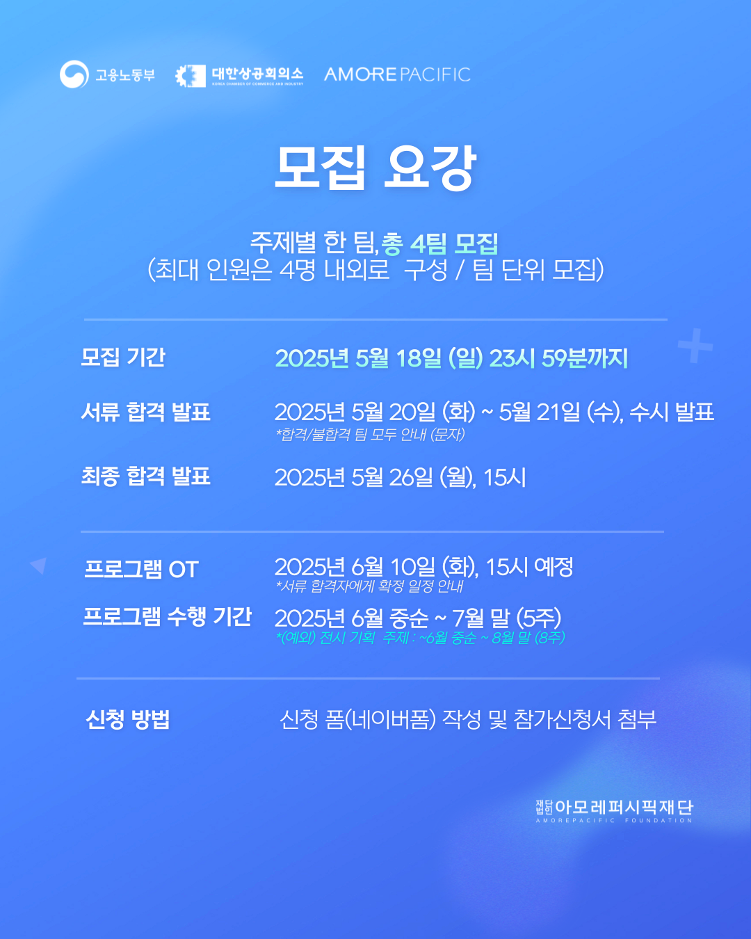 [아모레퍼시픽 X 팀 프로젝트] 참여자 모집 ~5.18. (일)