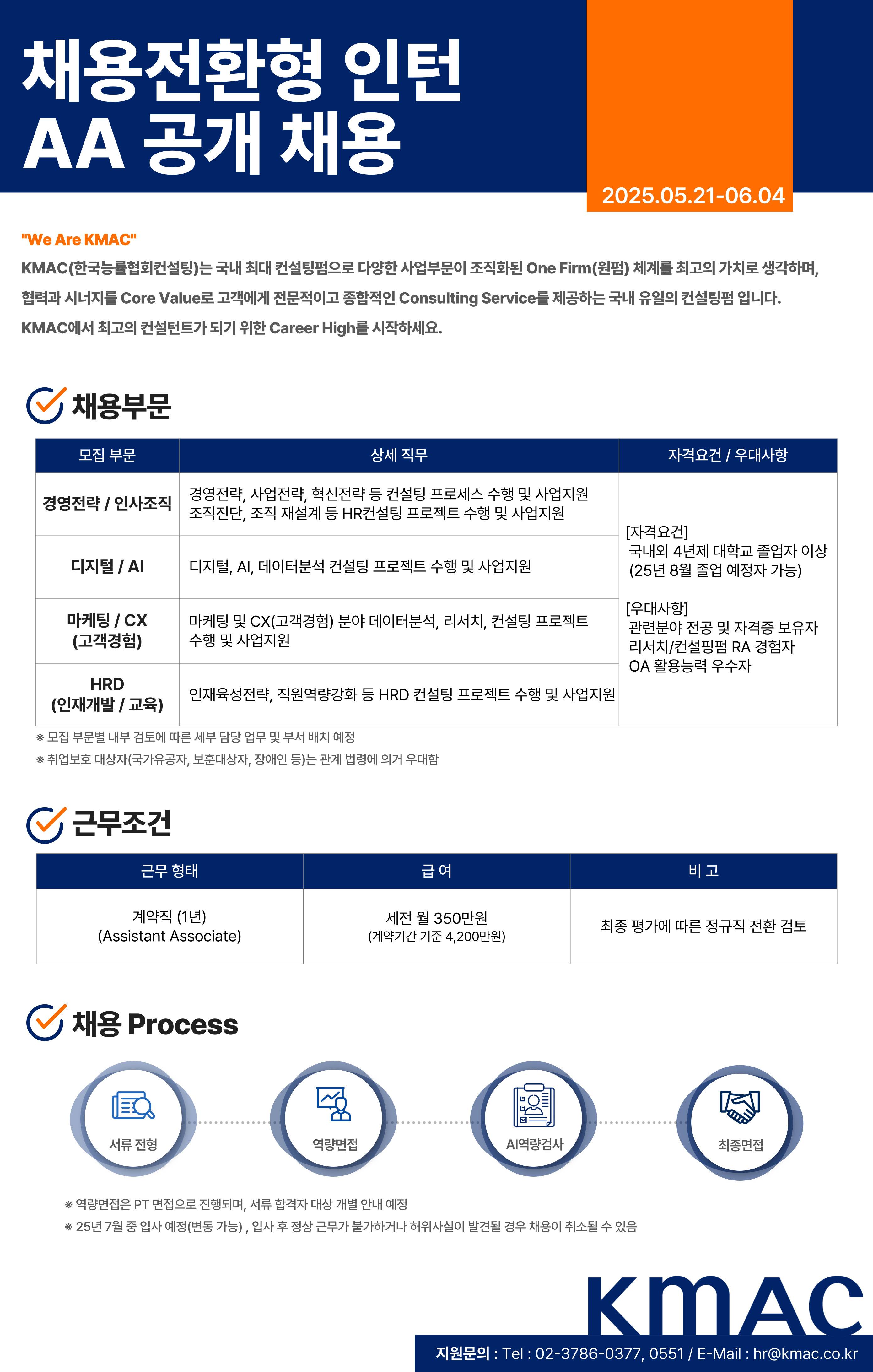 [한국능률협회컨설팅] 2025년 채용전환형 인턴(AA) 채용