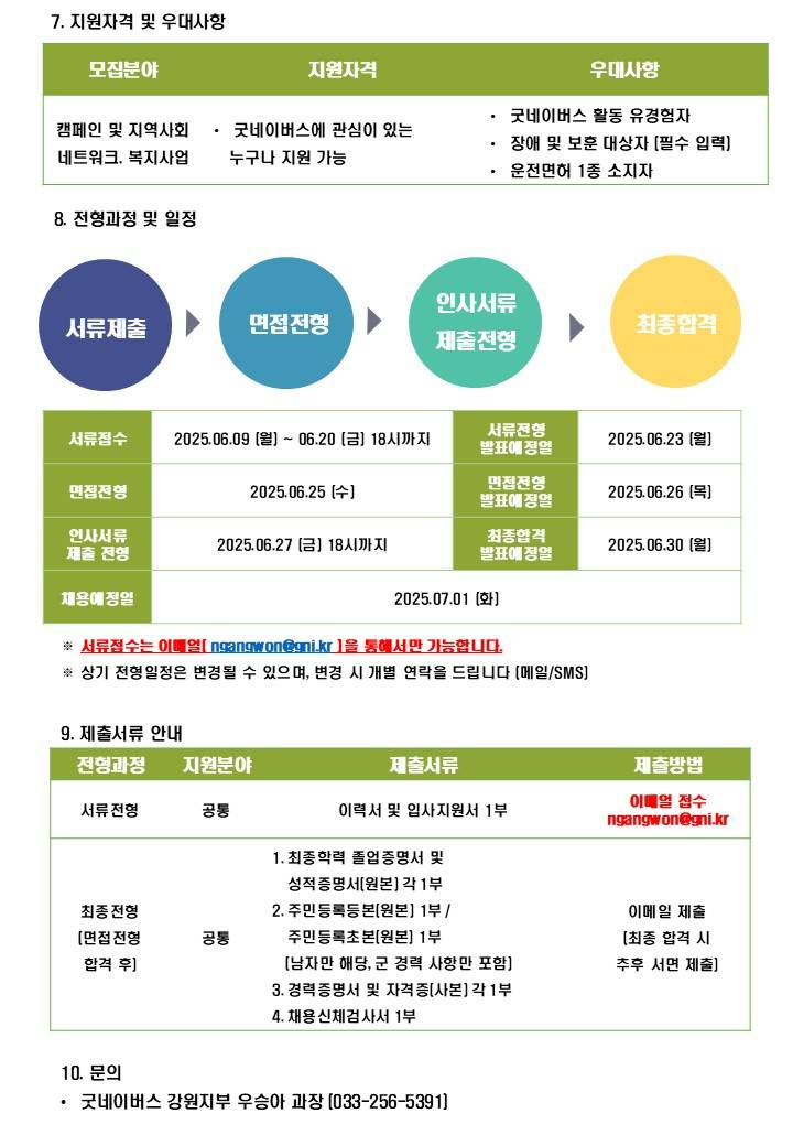 굿네이버스 강원지부 기간제 계약직 채용 공고