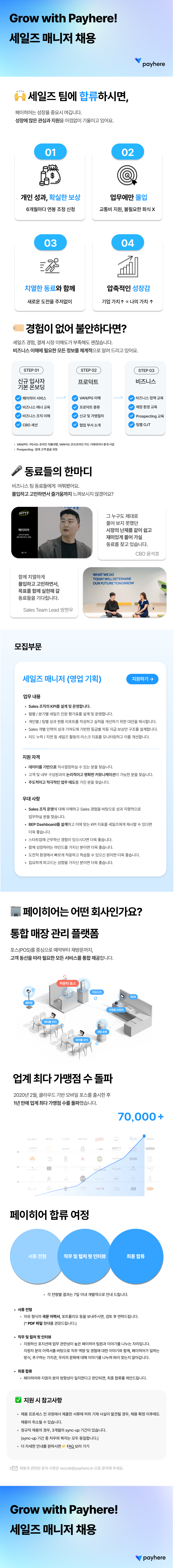 [(주)페이히어] 세일즈 매니저(경력 무관)