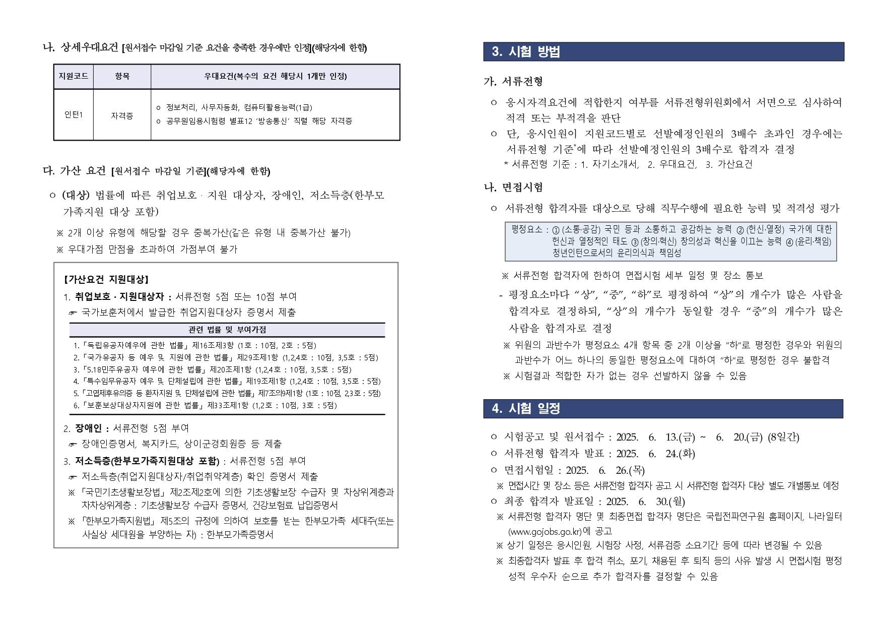 [국립전파연구원] 2025년 전파시험인증센터 청년인턴 2차 채용