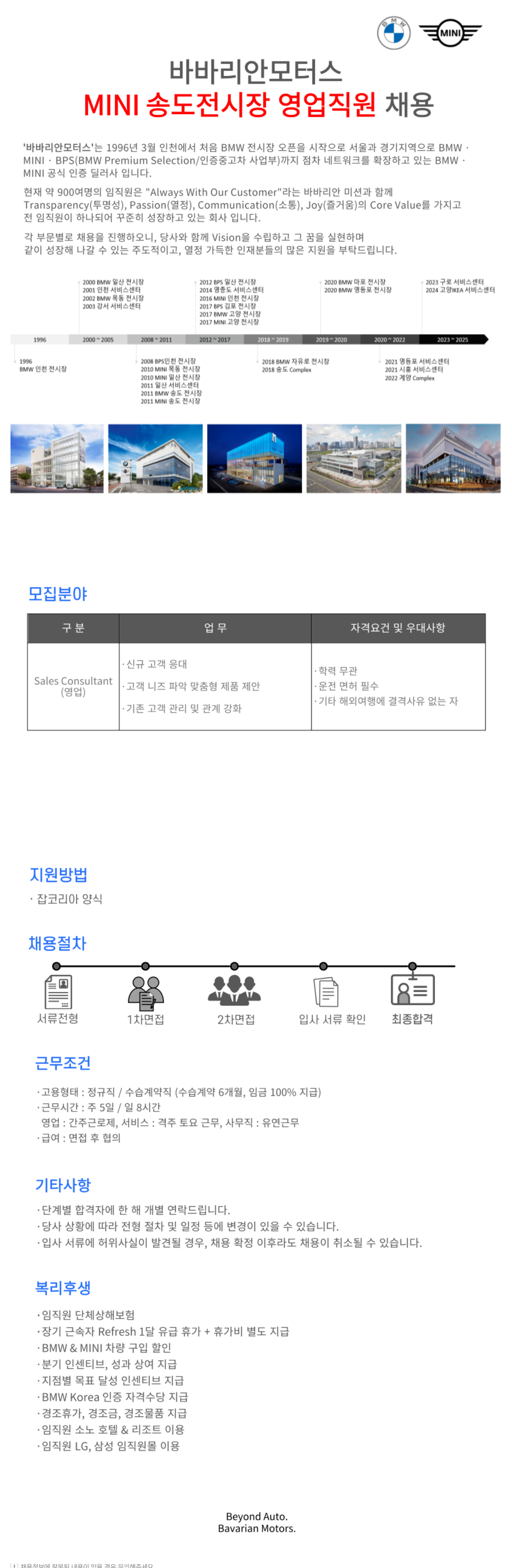 [BMW 바바리안모터스] MINI 송도전시장 영업직원 채용