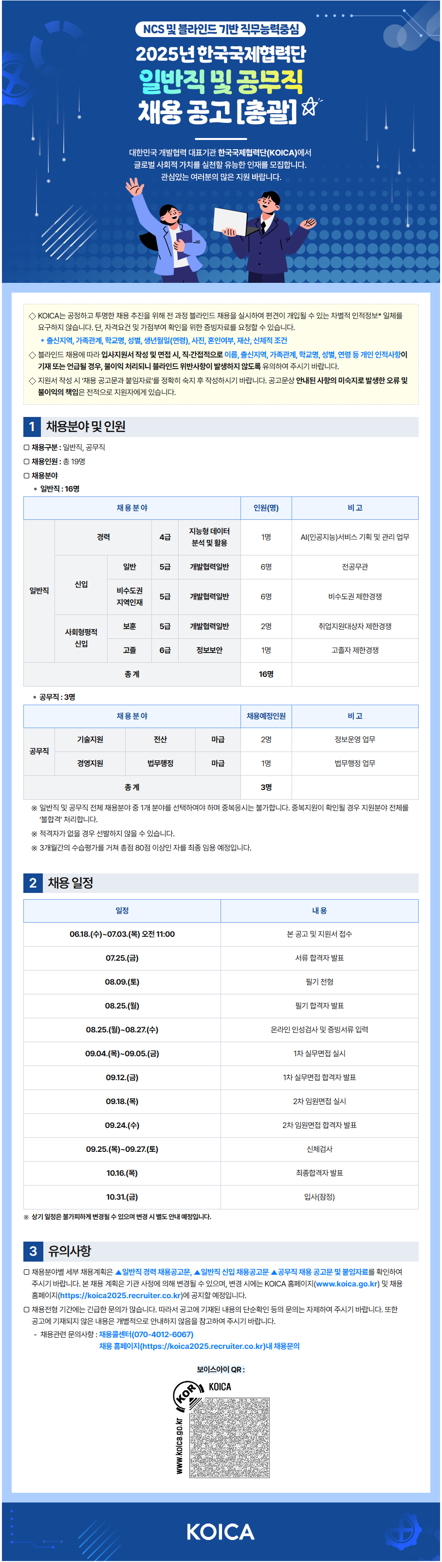 [한국국제협력단] 2025년 일반직 및 공무직 채용