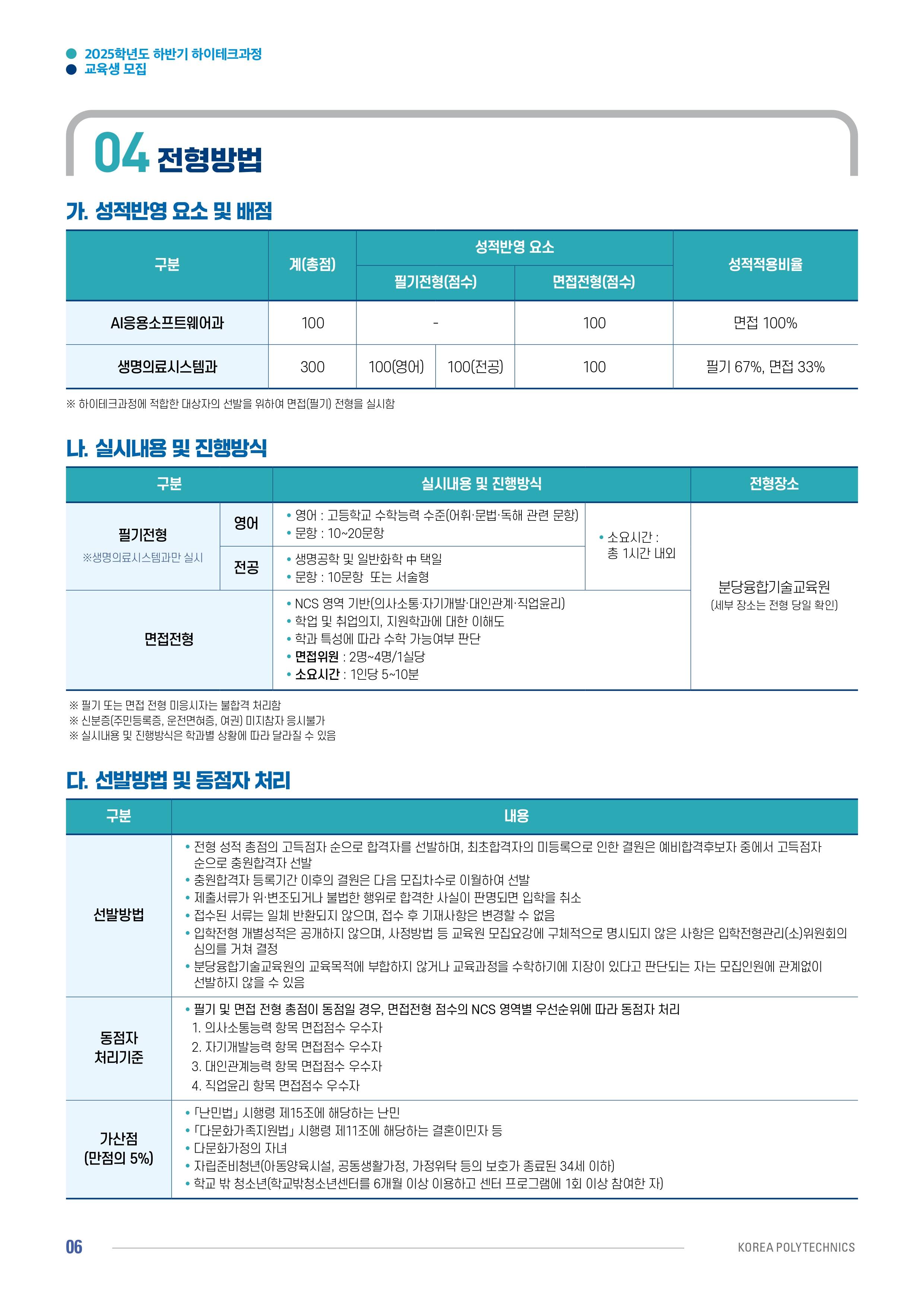 2025학년도 하반기 하이테크과정