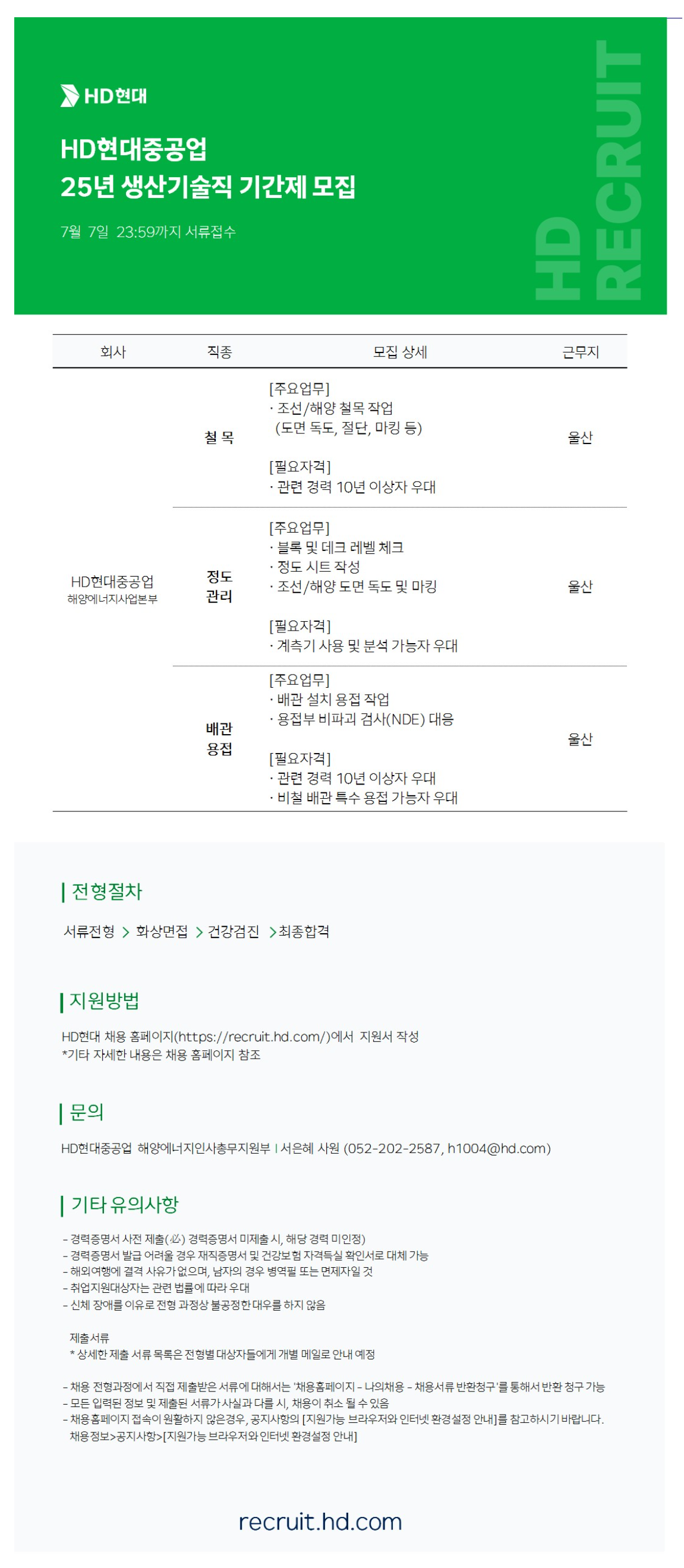 [HD현대중공업] 해양에너지 생산기술직 채용