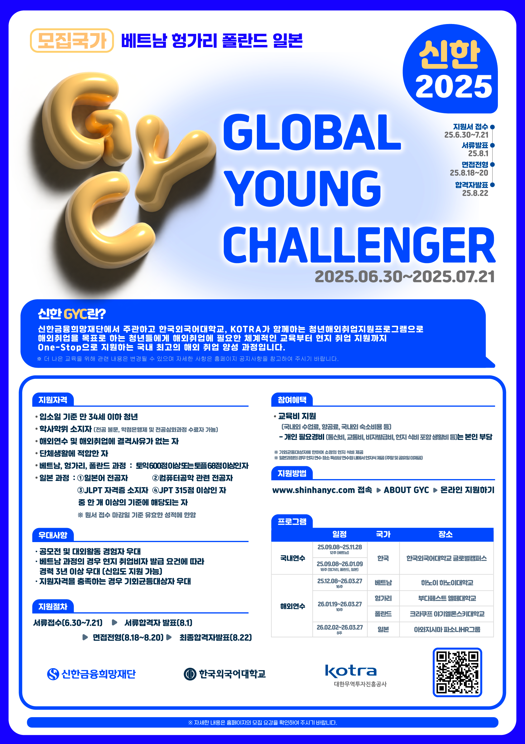 [신한금융희망재단] 신한 Global Young Challenger 7기 모집 (6/30~7/21)