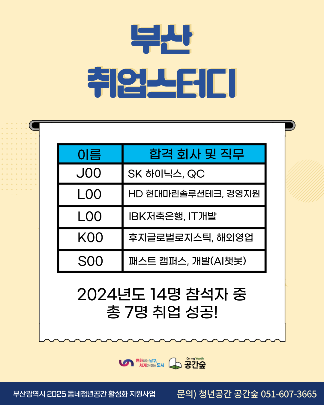 [부산취업스터디] 작년 기수 14명 참여자 중 7명 취업 성공! 올해도 모집합니다!