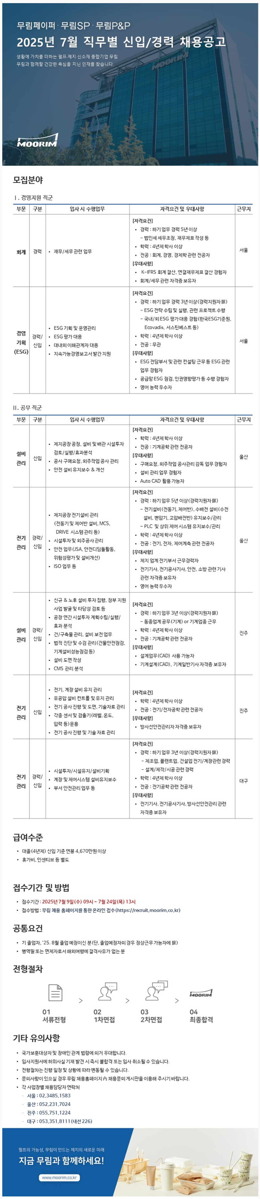 [무림그룹] 2025년 7월 직무별 신입/경력 채용