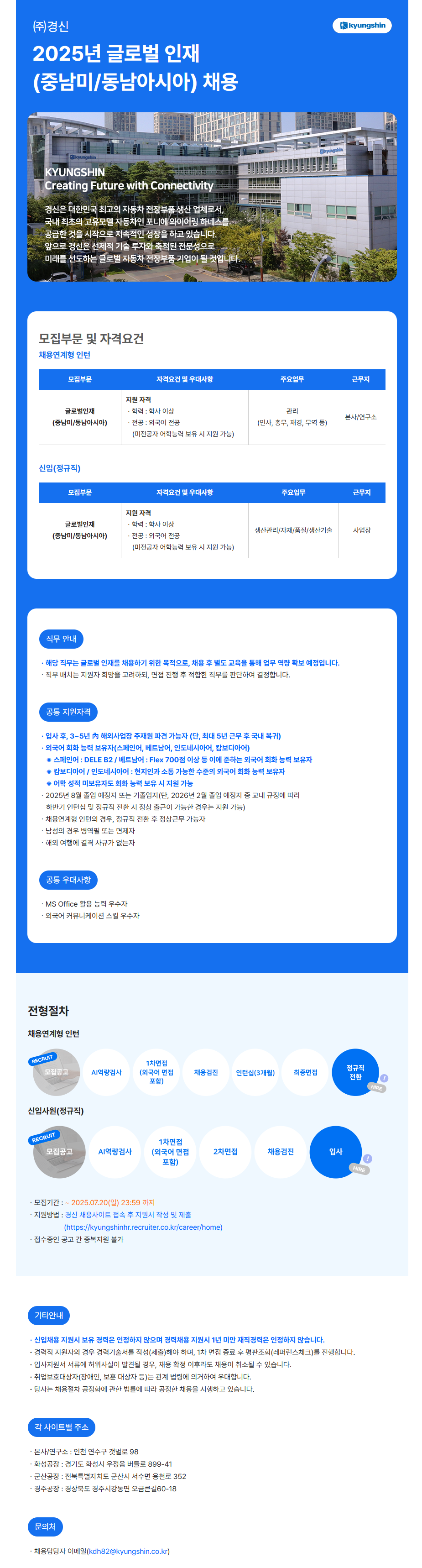 [경신] 2025년 글로벌 인재(중남미/동남아시아) 채용