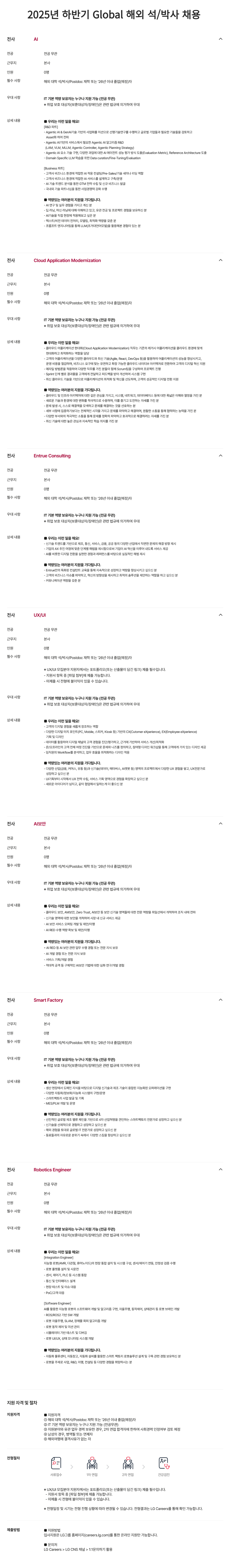 [LG CNS] 2025년 하반기 Global 해외 석/박사 채용