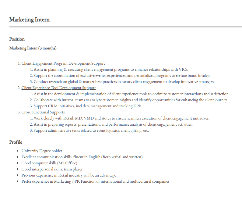 [로로피아나] Marketing Intern