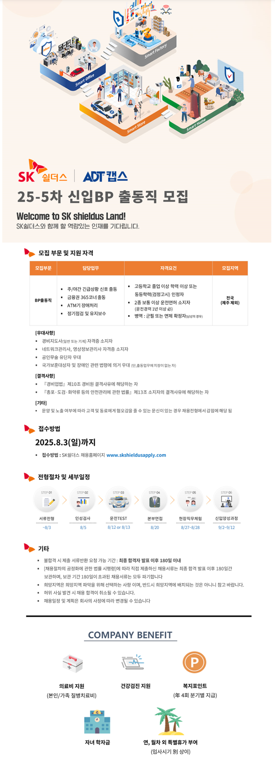 [SK쉴더스] 물리보안 ADR캡스 25-5차 신입BP 채용 (~08/03)