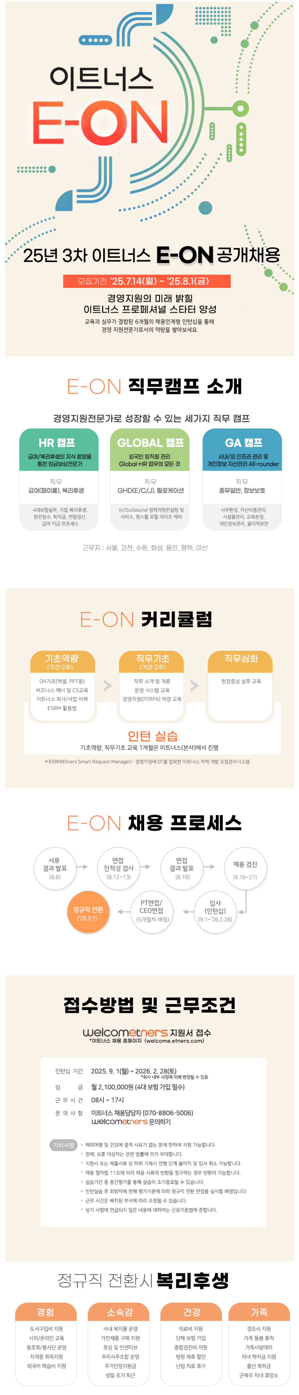 [이트너스] 2025년 3차 E-ON 채용연계형 인턴 모집 D-18 (~08/01)
