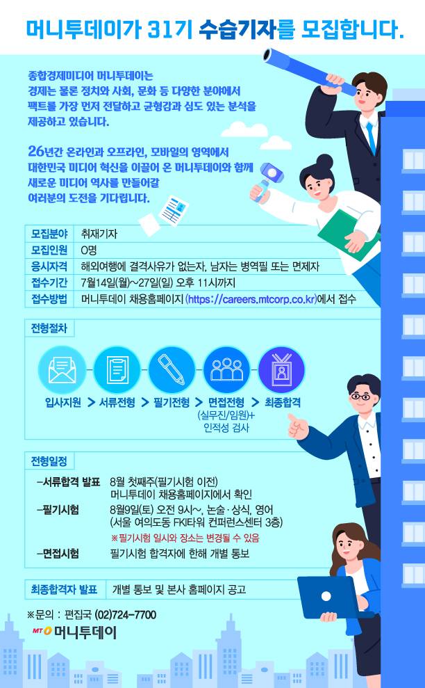[머니투데이] 2025년  31기 수습기자 채용