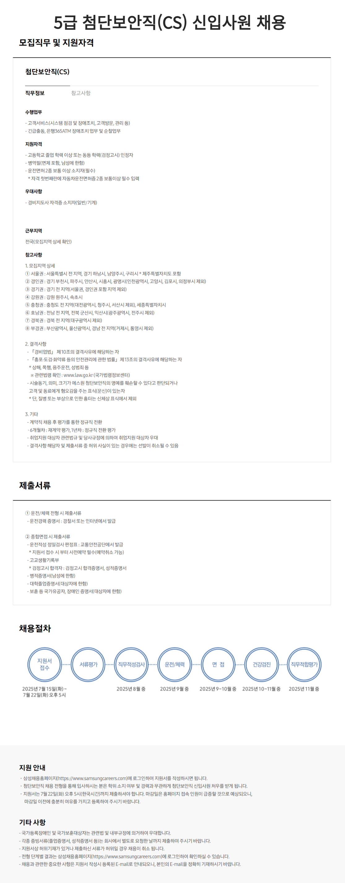 [에스원] 5급 첨단보안직(CS) 신입사원 채용