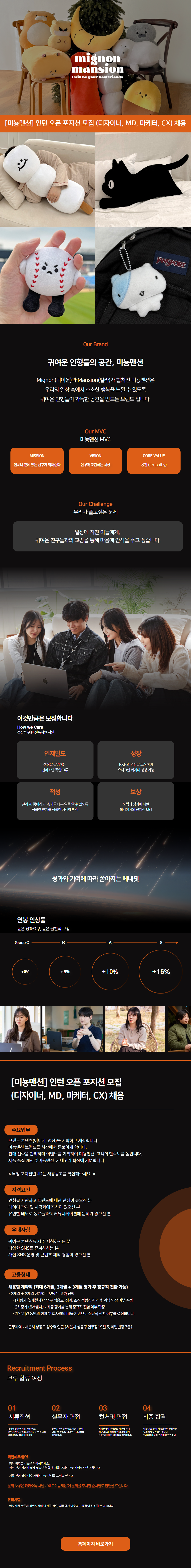 [미뇽맨션] 인턴 오픈 포지션 모집 (디자이너, MD, 마케터, CX)