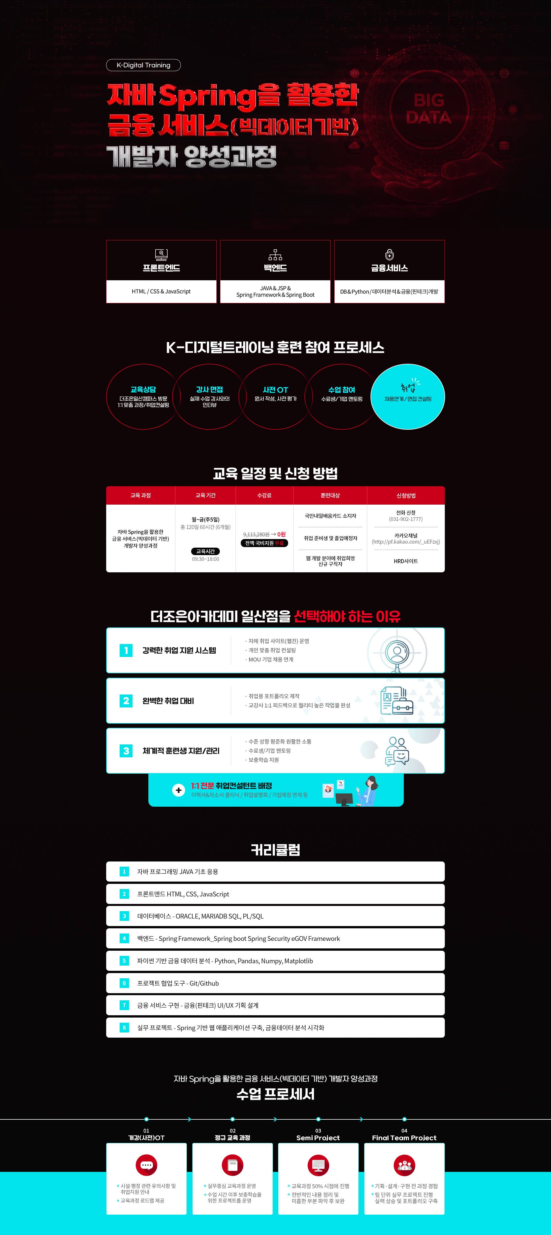 [K디지털 국비무료] 자바 Spring 금융 서비스 웹개발자 취업과정