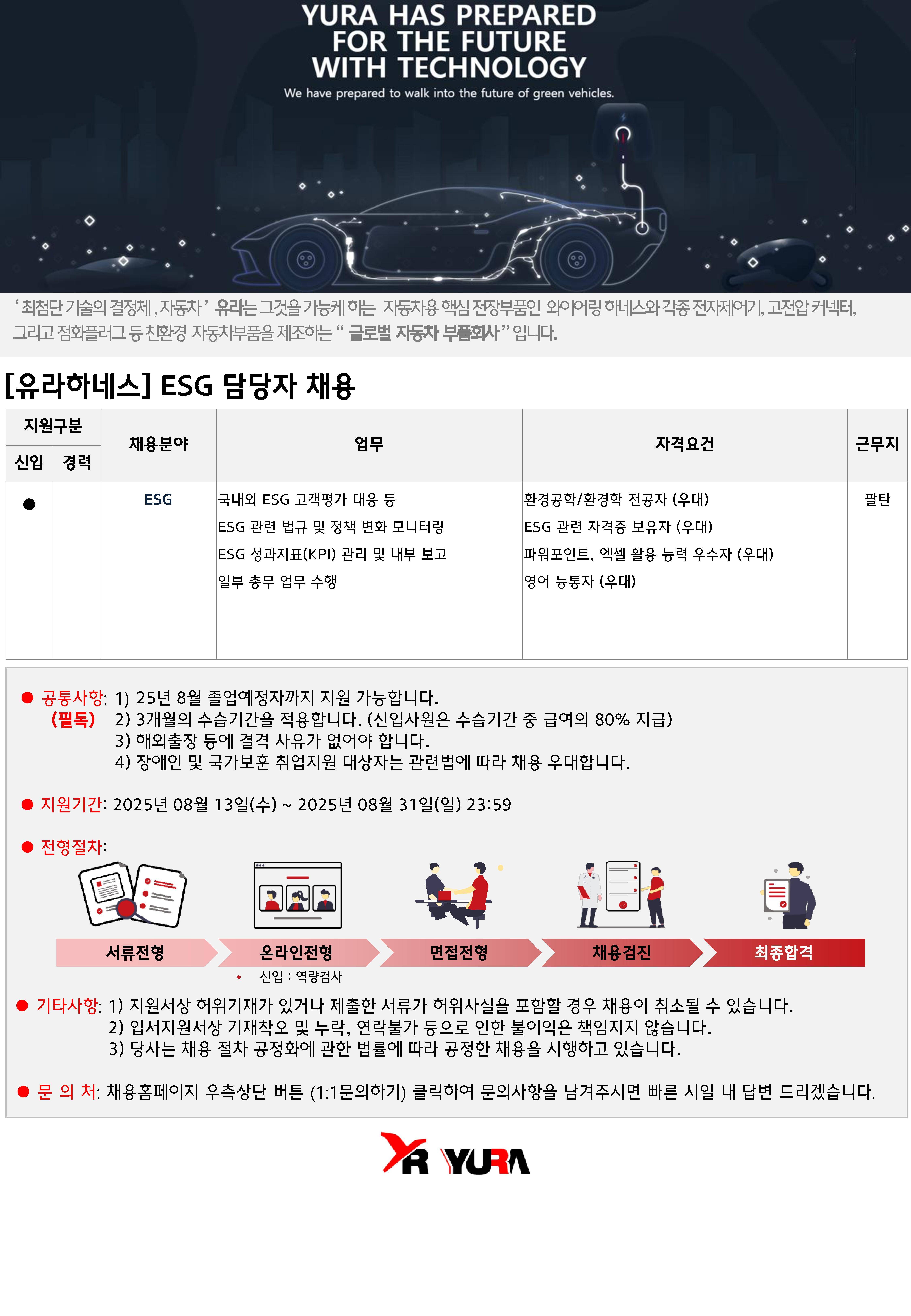 [유라하네스] ESG 담당자 채용