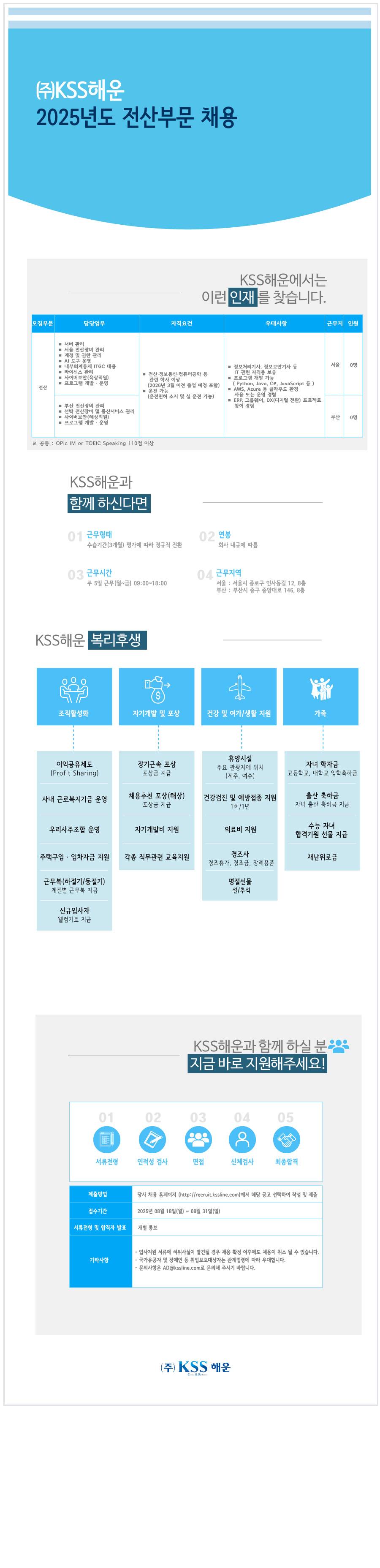 [KSS해운] 2025년도 전산부문 채용
