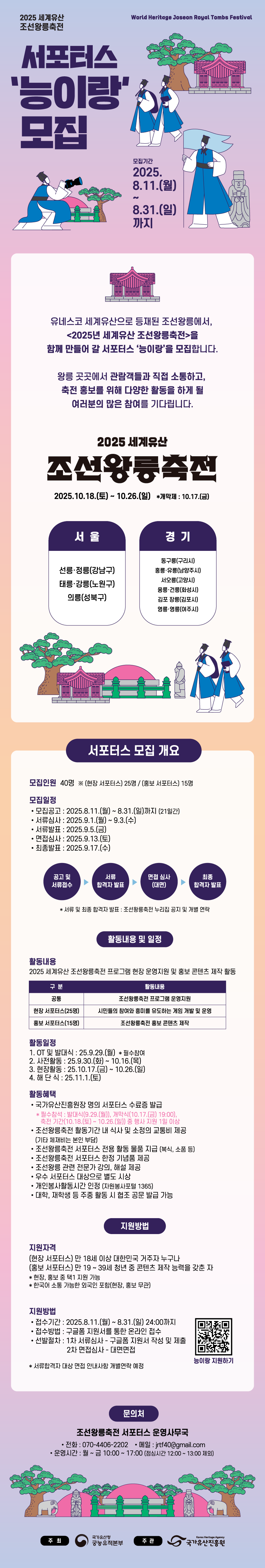 2025 세계유산 조선왕릉축전 서포터스 '능이랑' 모집