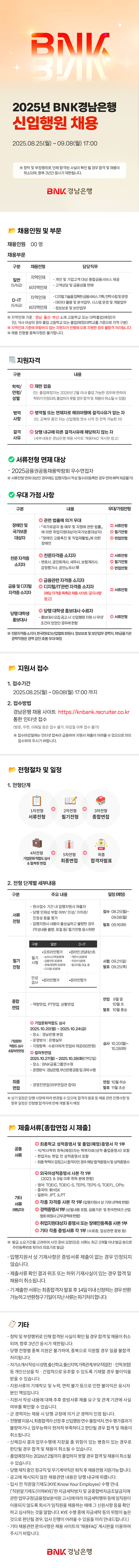 [BNK경남은행] 2025년 신입행원 채용