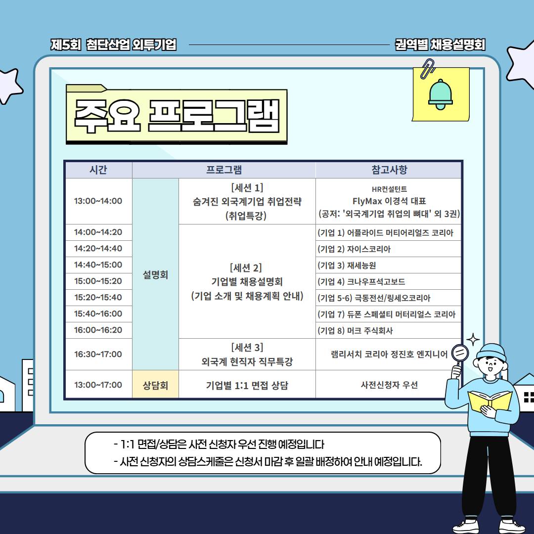 대전 충청 외국계투자기업 현직자 취업 멘토링 외투기업 채용설명회 반도체, 바이오, 소재  무료 교육