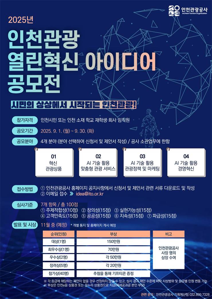 2025년 인천관광 열린혁신 아이디어 공모전