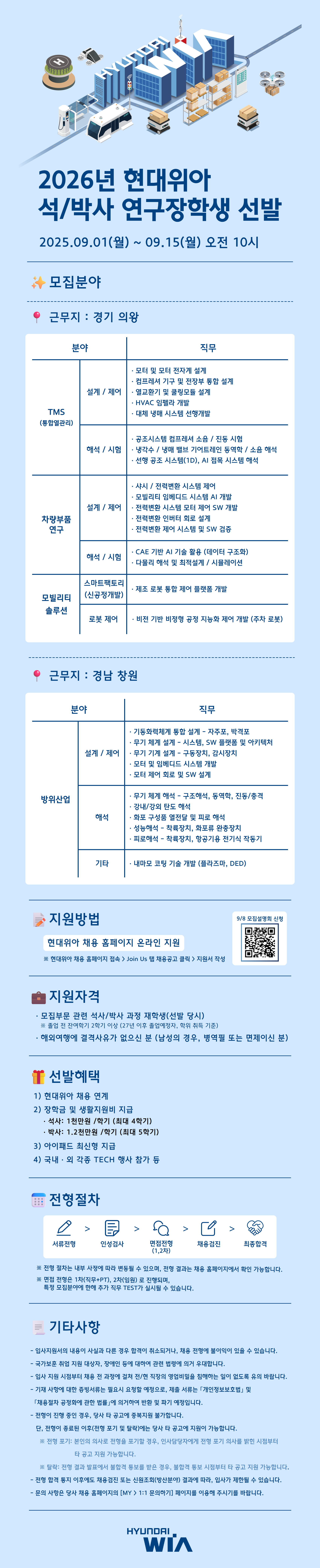 [현대위아] 2026년 석/박사 연구장학생 모집
