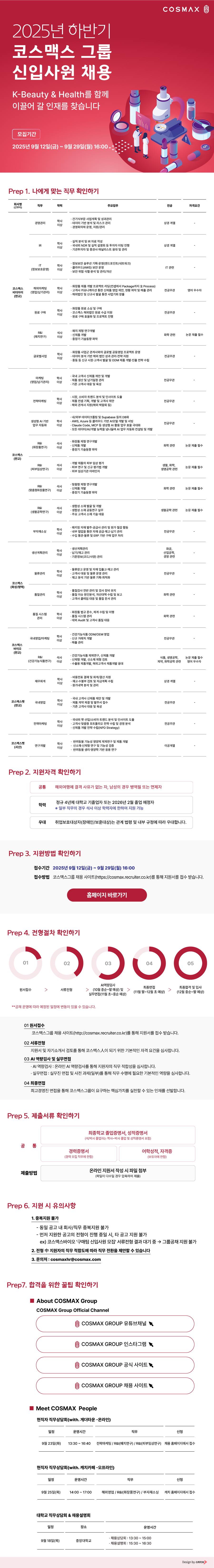 [코스맥스] 2025년 하반기 코스맥스그룹 신입사원 공개채용