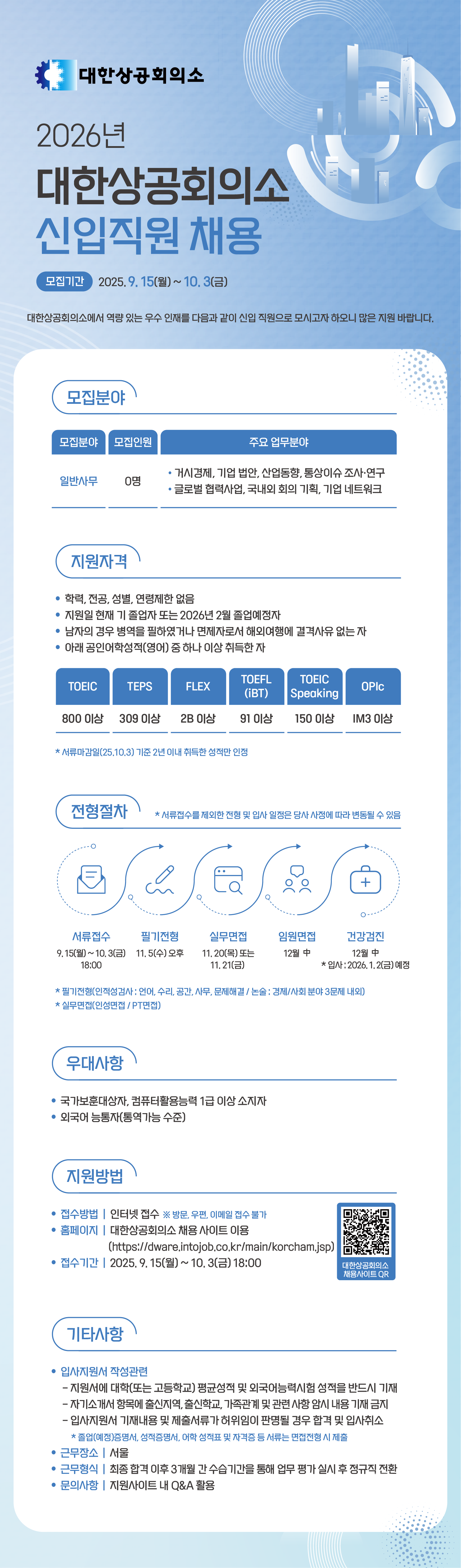 [대한상공회의소] 2026년 신입직원 채용
