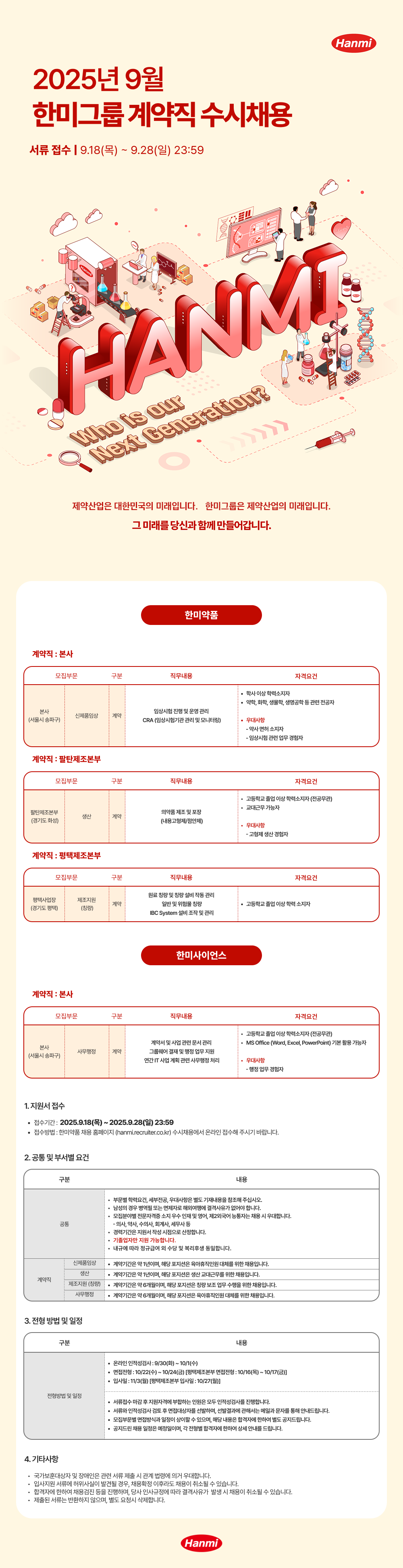 [한미그룹] 2025년 9월 수시채용