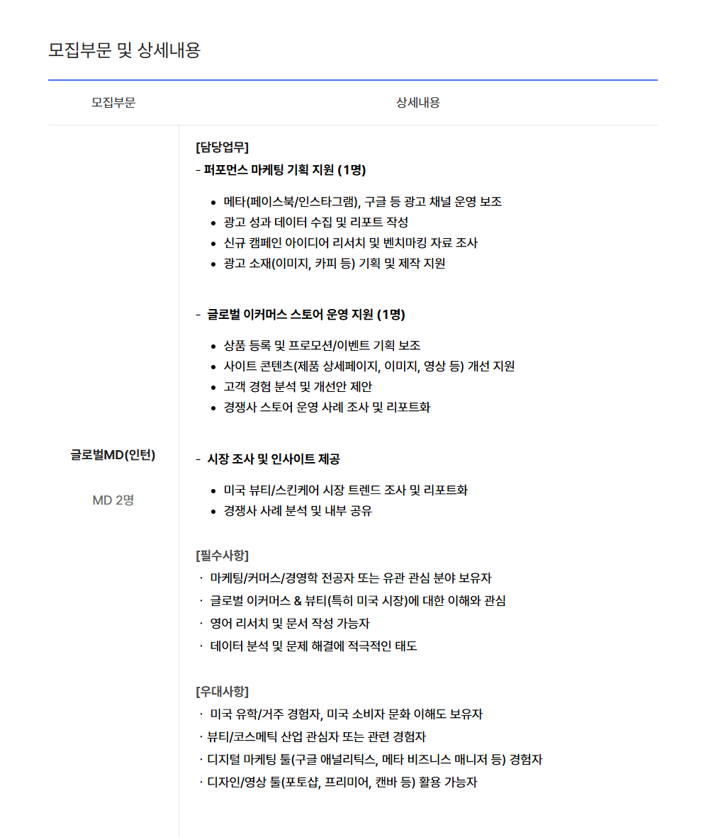 [일레븐코퍼레이션] 글로벌MD팀(인턴) 채용