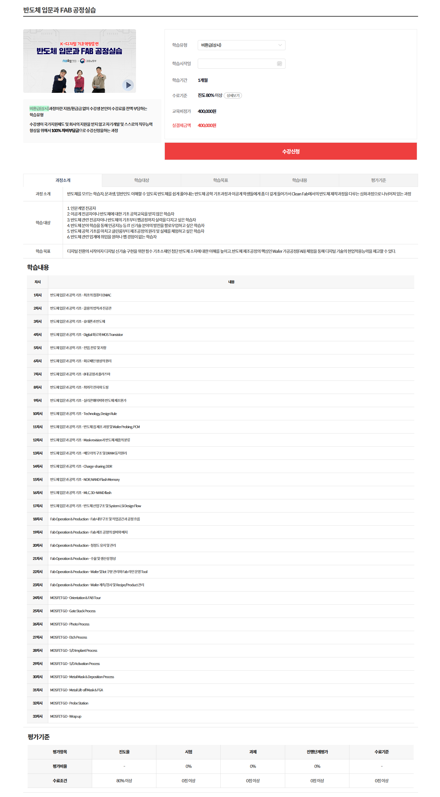 [올윈에듀] 반도체 입문과 FAB 공정실습
