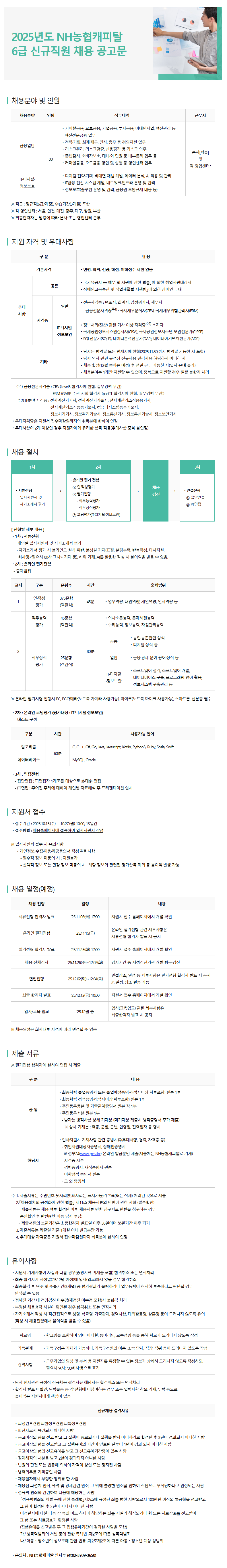 [NH농협캐피탈]  2025년도 NH농협캐피탈 6급 신규직원 채용