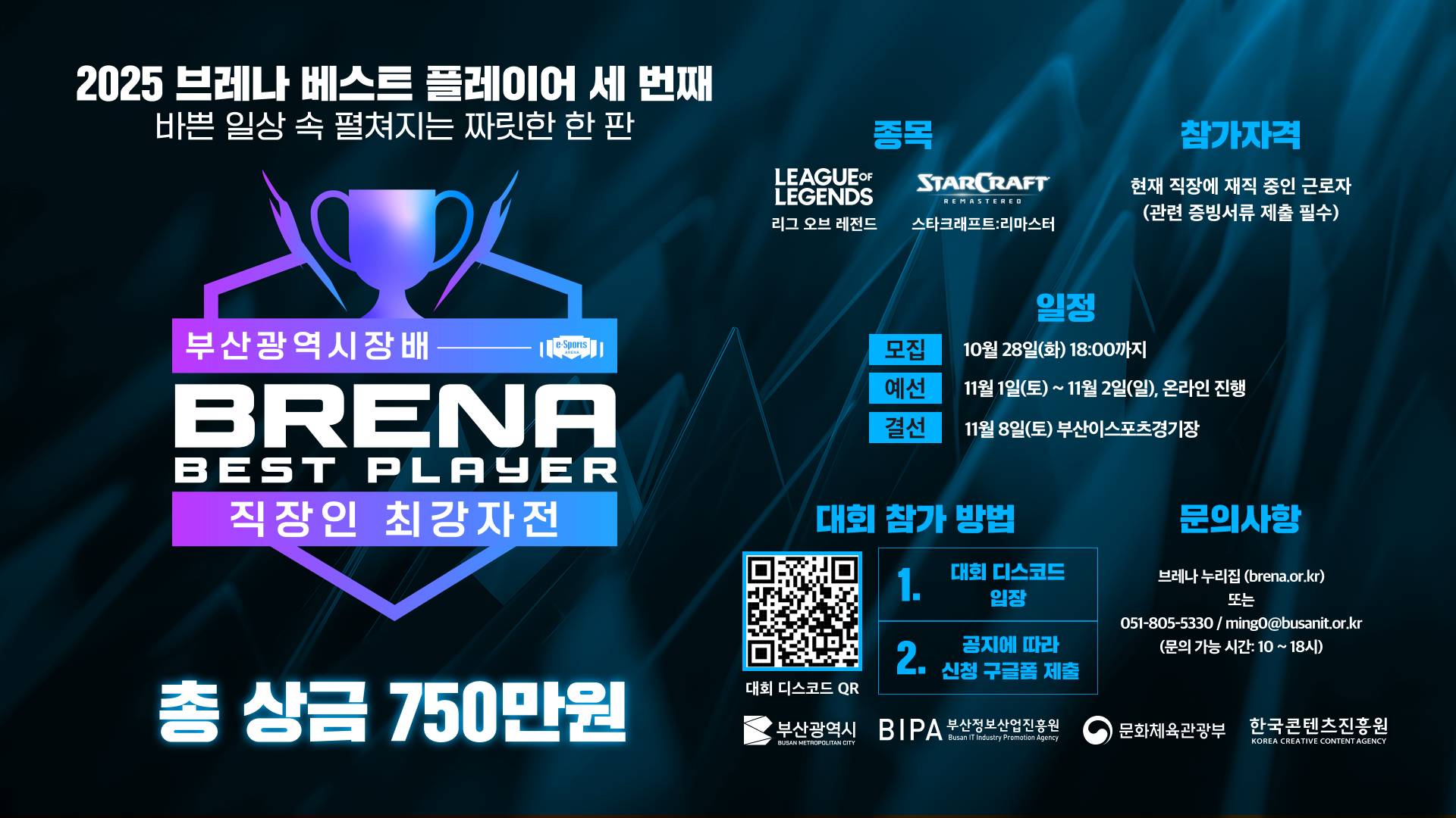 부산광역시장배 2025 브레나 베스트 플레이어 직장인 최강자전