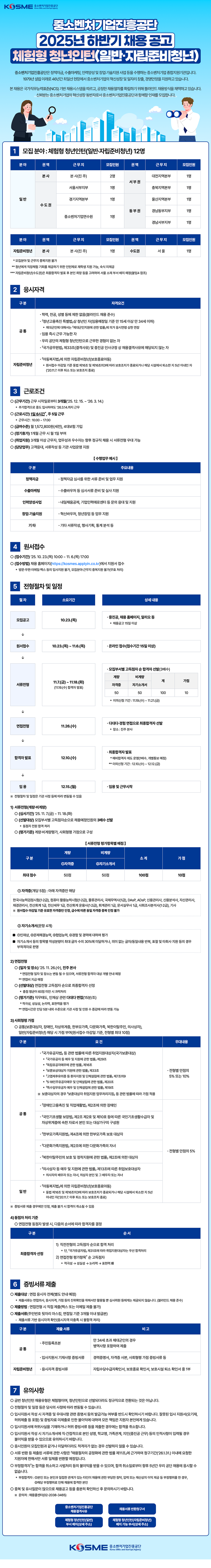 [중소벤처기업진흥공단] 2025년 하반기 중소벤처기업진흥공단 체험형 청년인턴(일반/자립준비청년) 채용