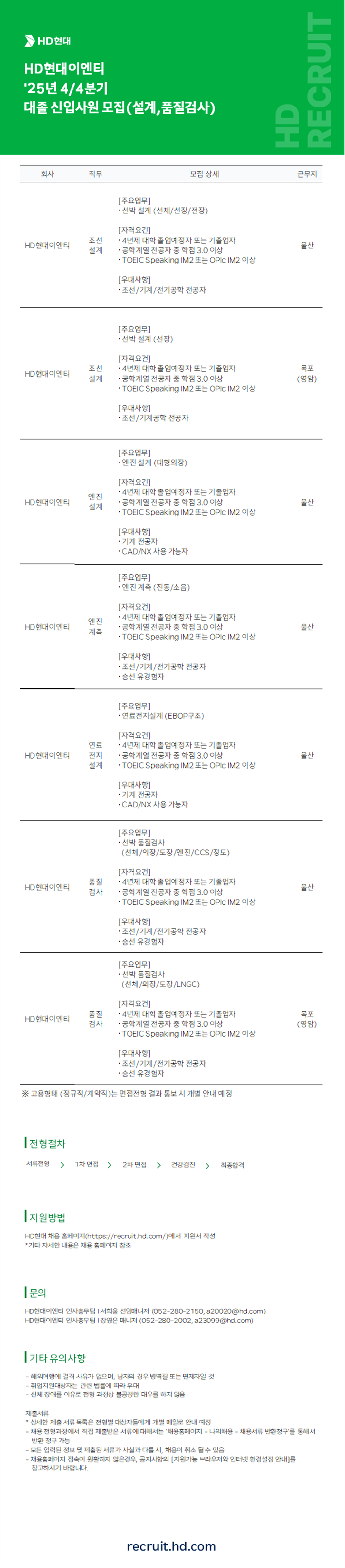 [HD현대이엔티] '25년 4/4분기 대졸 신입사원 채용