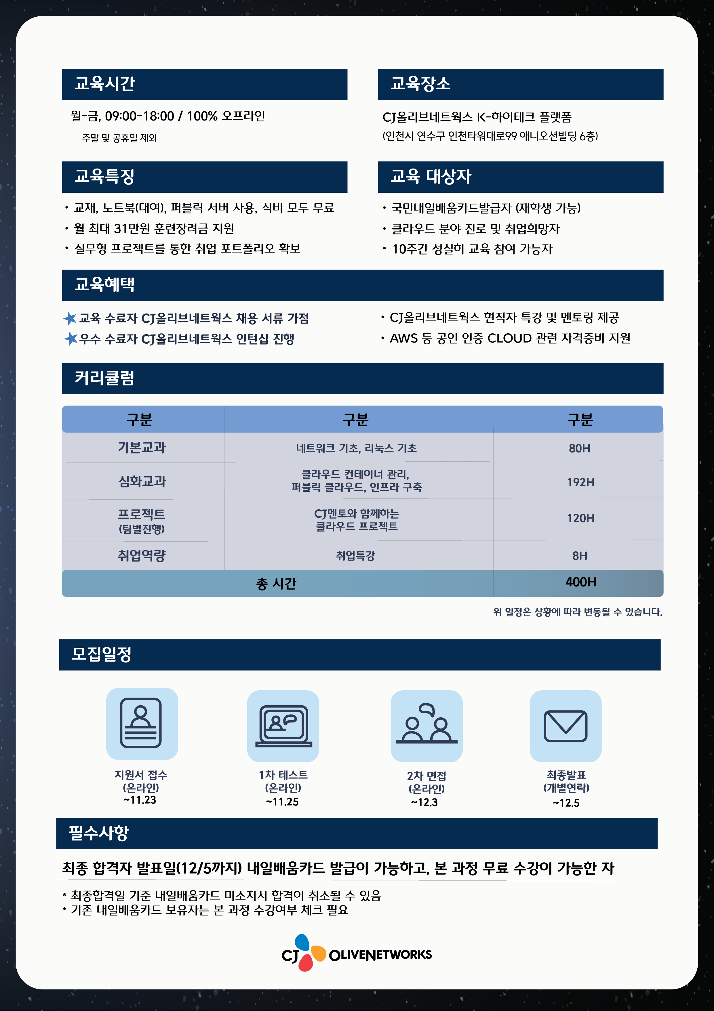 [CJ 올리브네트웍스] 클라우드 웨이브(CLOUD WAVE) 시즌 7 - 국비지원무료과정