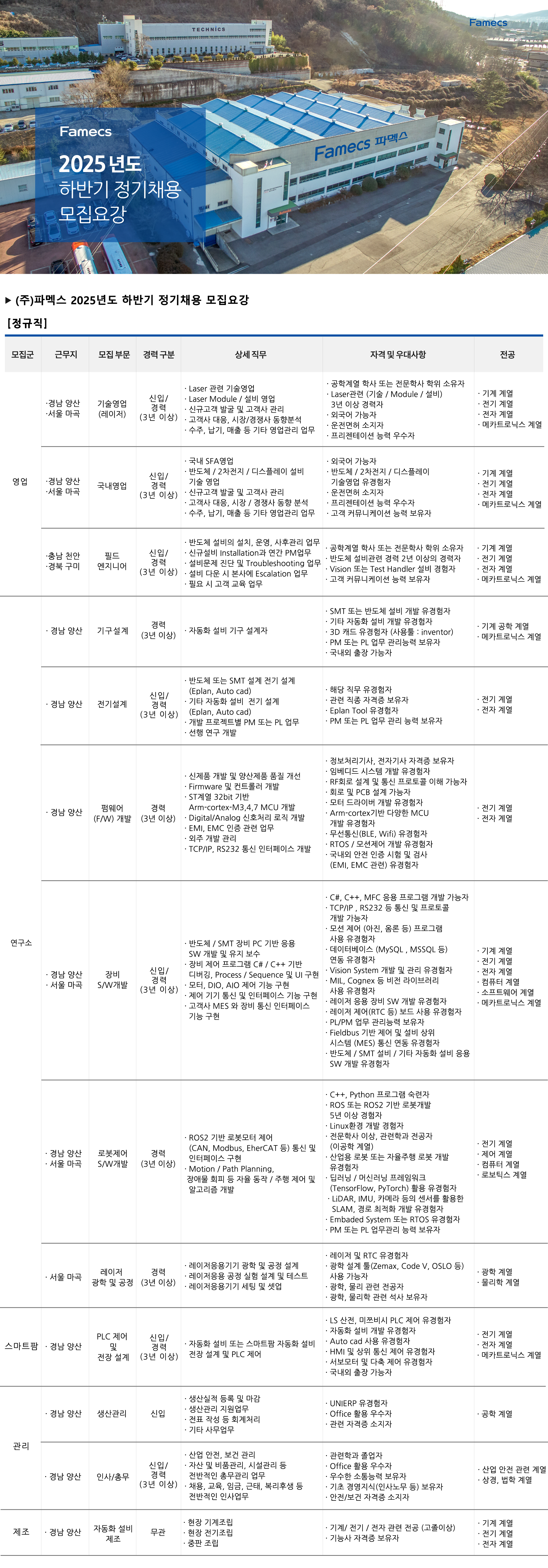 [파멕스] 2025년도 하반기 정기채용