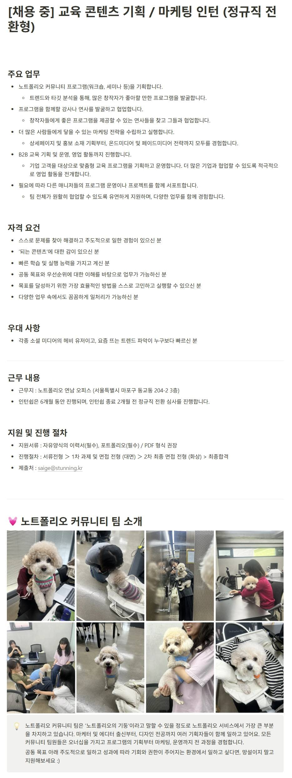 [스터닝] 교육 콘텐츠 기획 / 마케팅 인턴 (정규직 전환형)