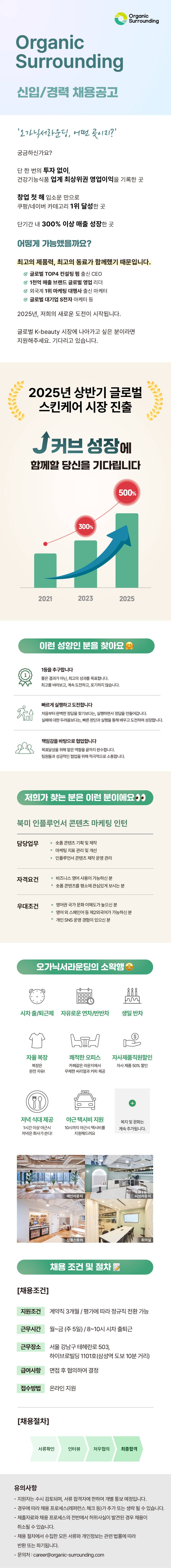 (주)오가닉서라운딩 북미 인플루언서 콘텐츠 마케팅 인턴 (전환형)
