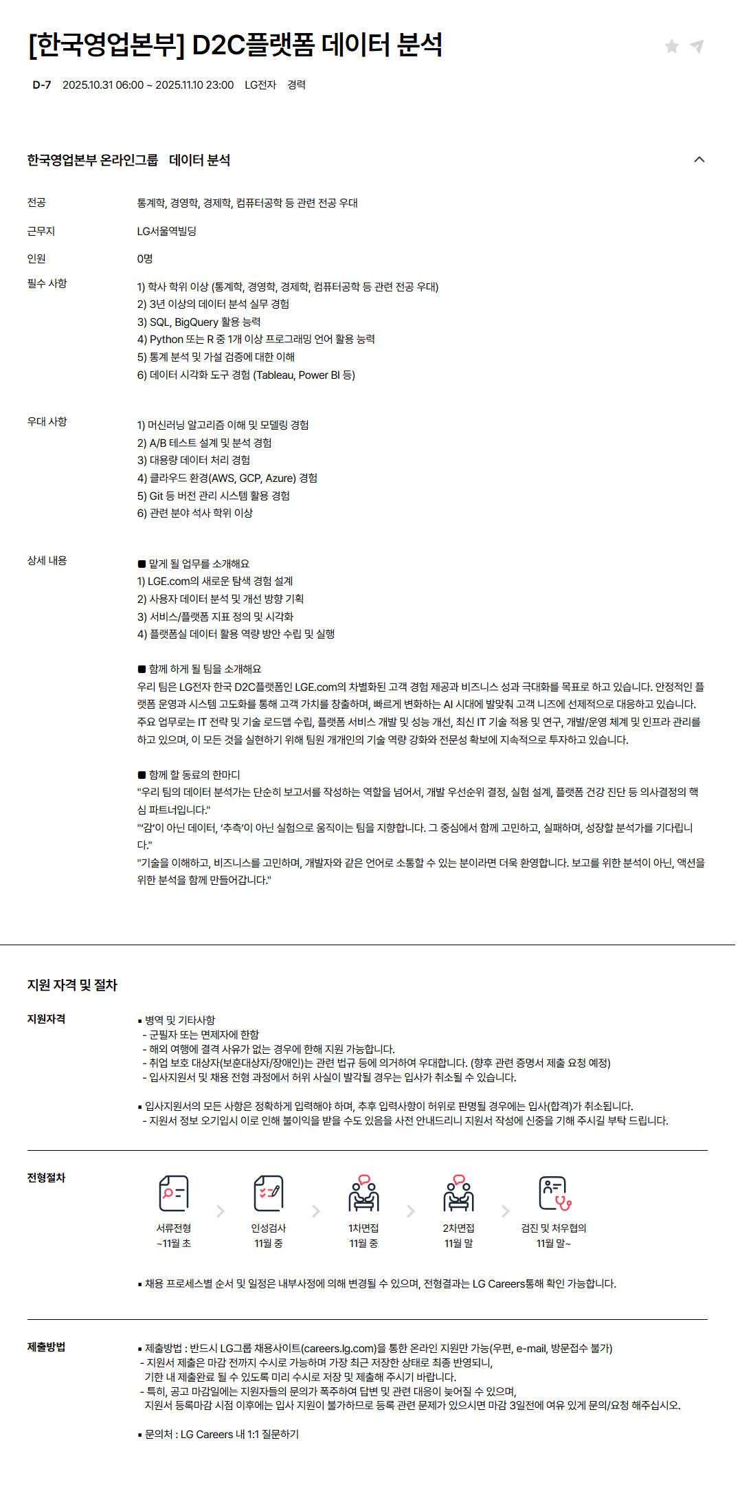 [LG전자][한국영업본부] D2C플랫폼 데이터 분석