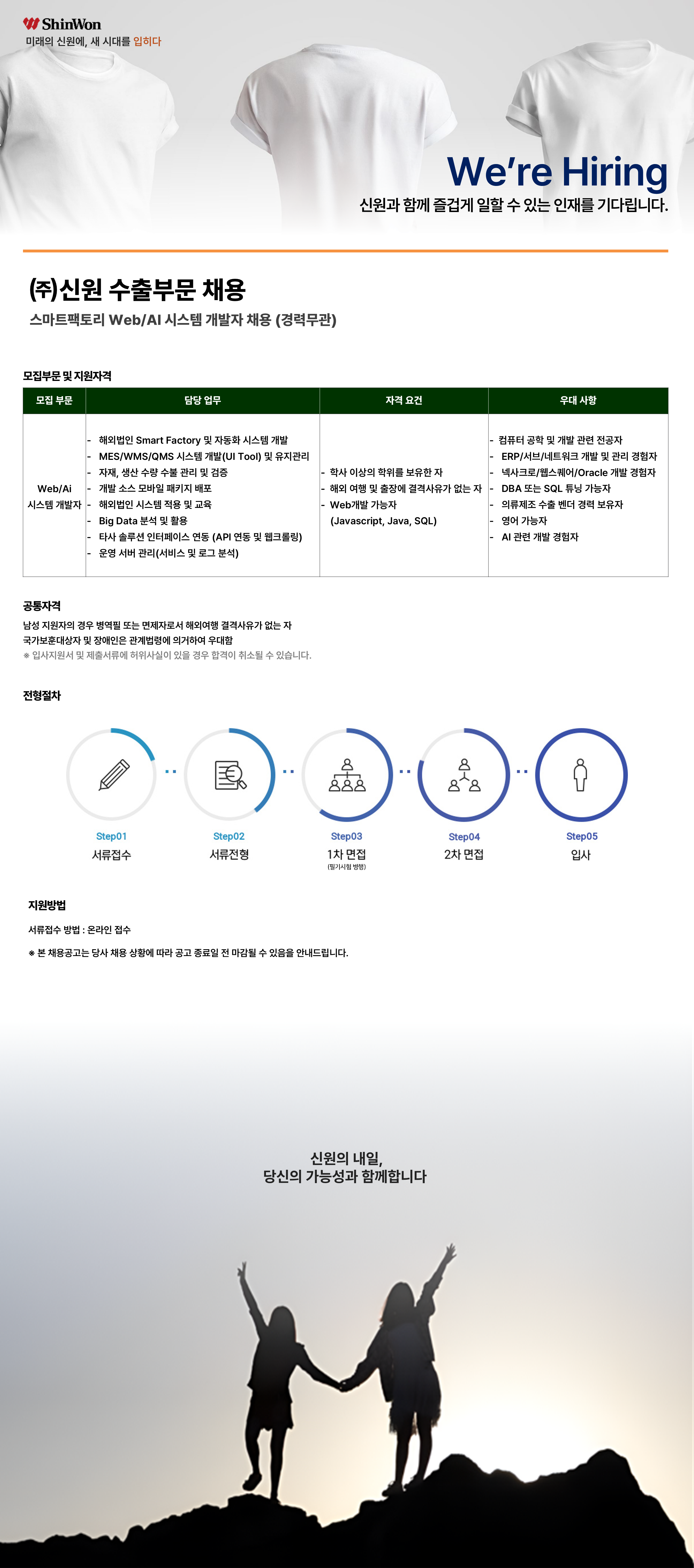 [신원] 스마트팩토리 Web/Ai 시스템 개발자 채용 (경력무관)